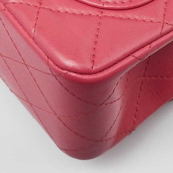 Chanel Pink Quilted Lambskin Leather Classic Square Mini Flap Bag - Picture 4 of 10